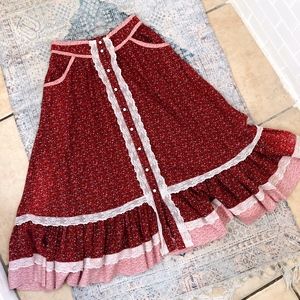 Vintage cotton bohemian floral skirt